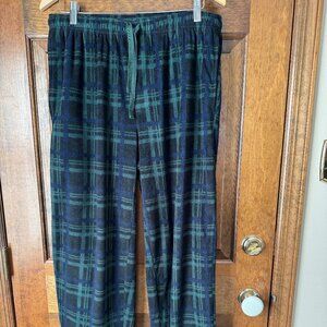 Joe Boxer Black & Green Plaid Fleece Bottoms Large
